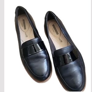 Clarks Soft Cushion Black Leather Loafers Comfort Work Shoes